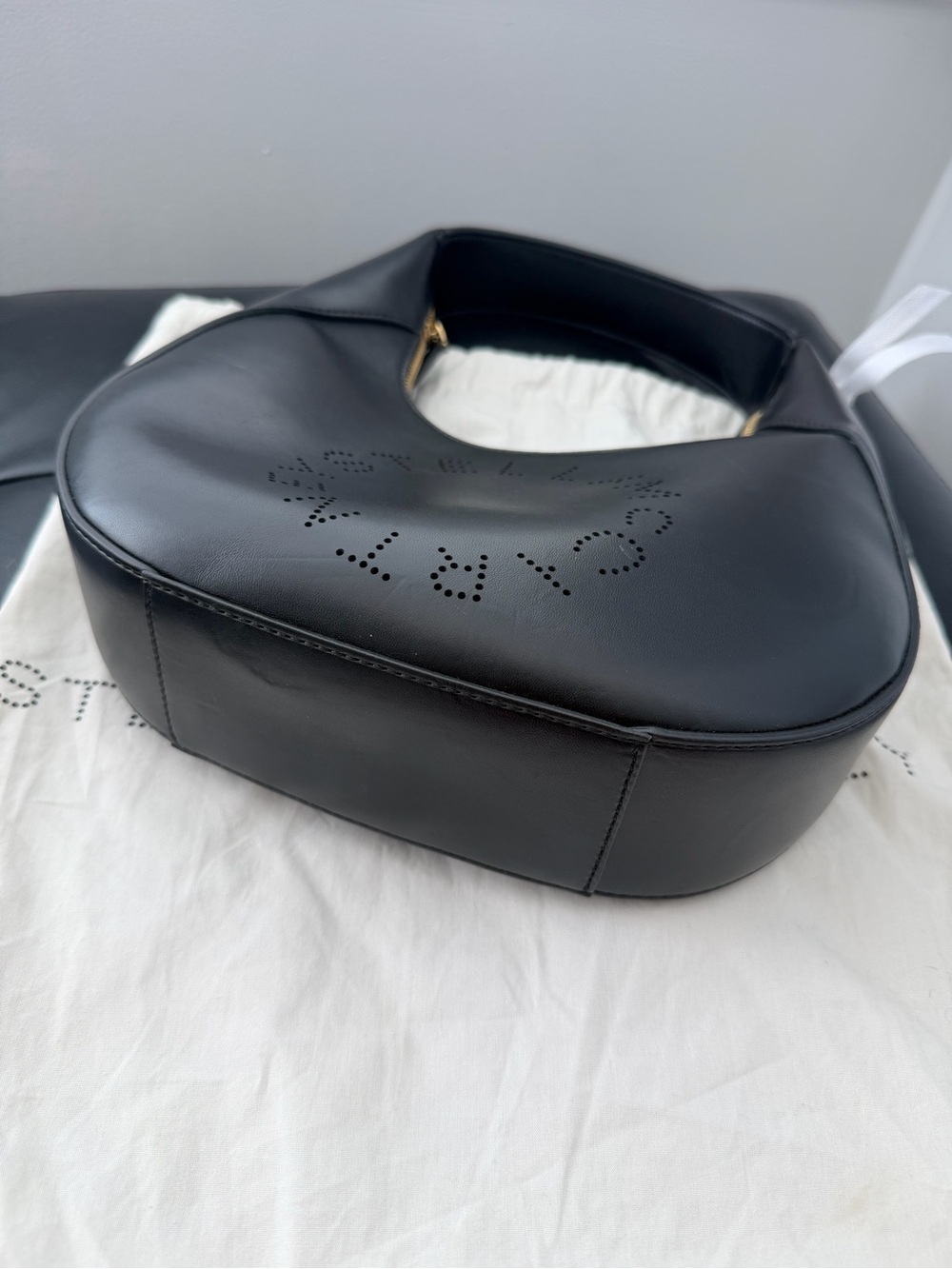 Stella McCartney Black Perforated Logo Shoulder Bag - Picture 3 of 7